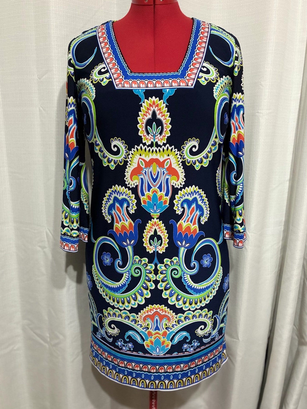 Laundry By Shelli Segal Blue Colorful Paisley Dress Women’s Sz 6